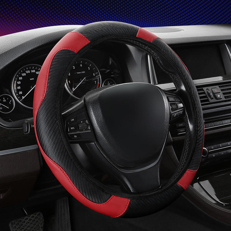 2026 Wholesale Custom Logo Non-Slip PU Leather Steering Wheel Cover | Universal Elastic Car Accessor